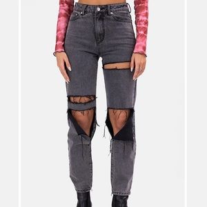 Adika ripped straight leg jeans, more grey than black, size medium